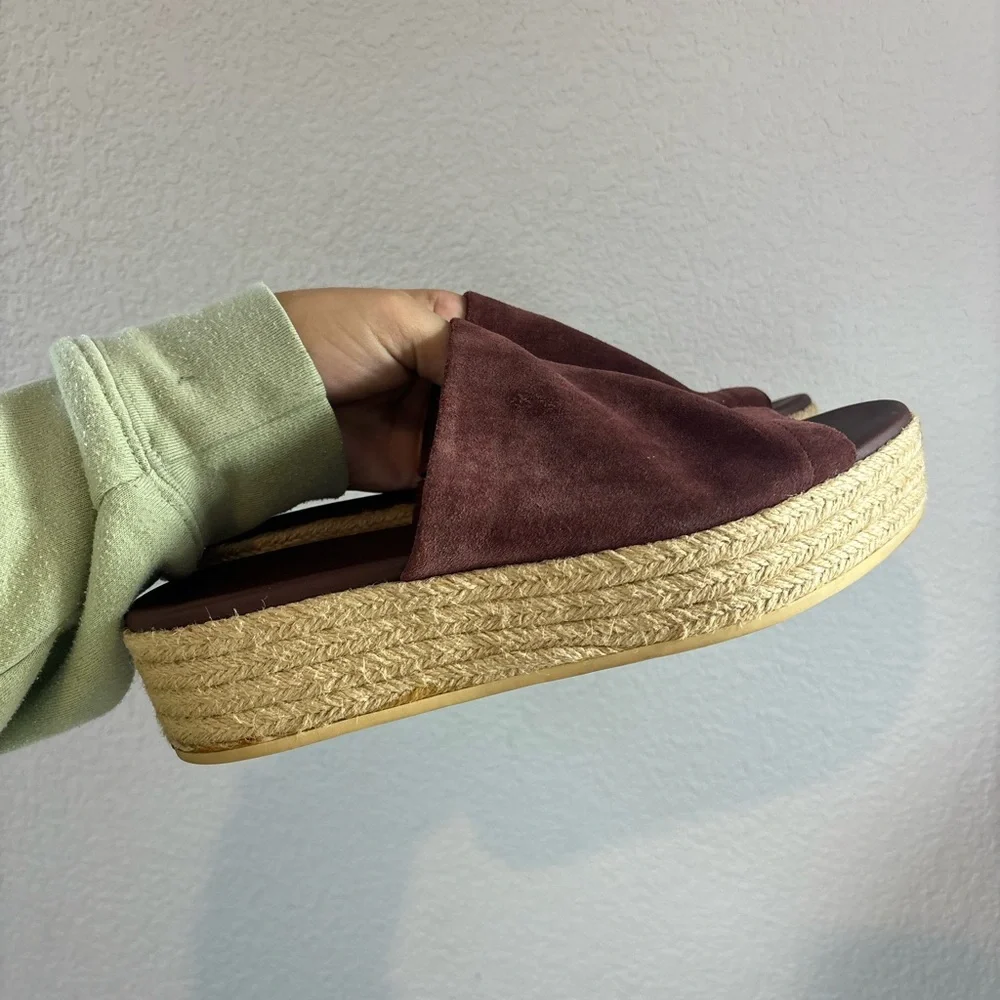 Vince Solana Espadrille Wine Color Suede Platform Slide Sandals Woman 8.5